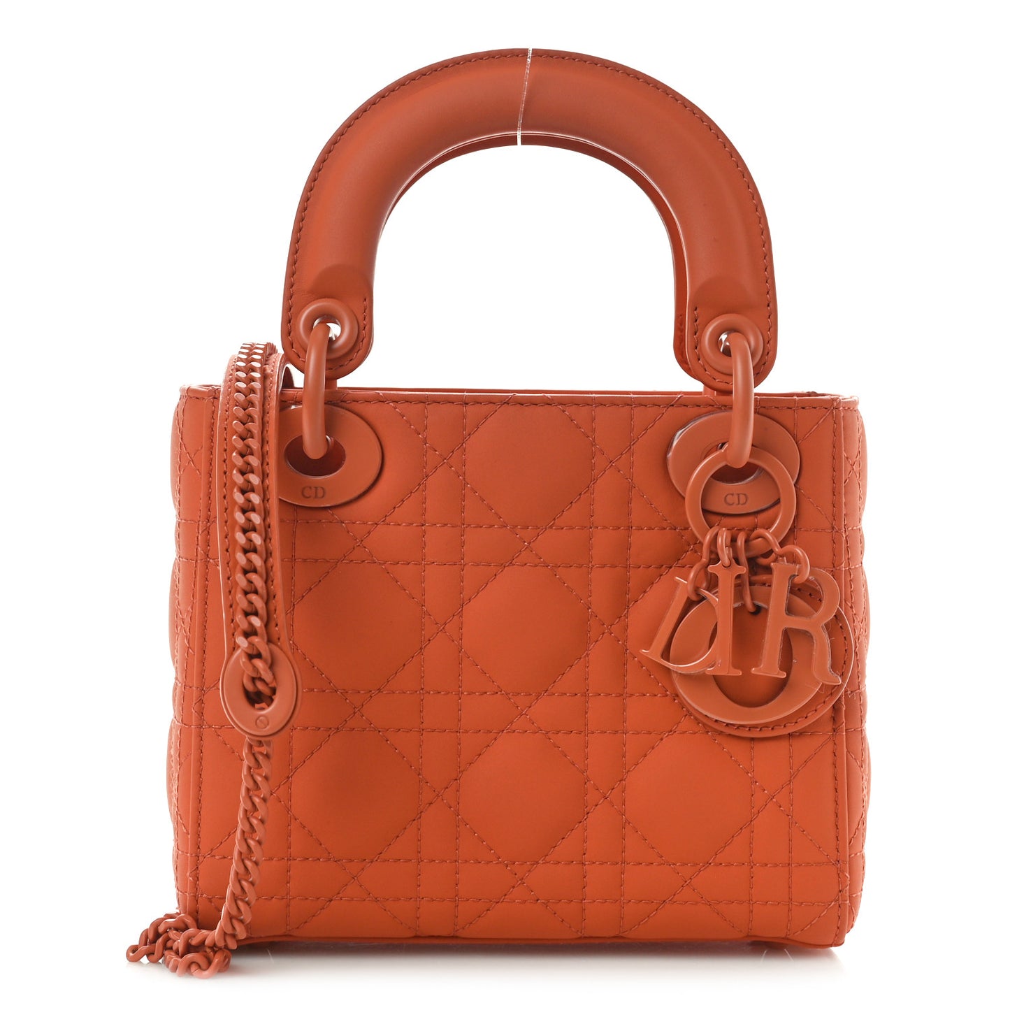 Ultra Matte Calfskin Cannage Mini Lady Dior Orange