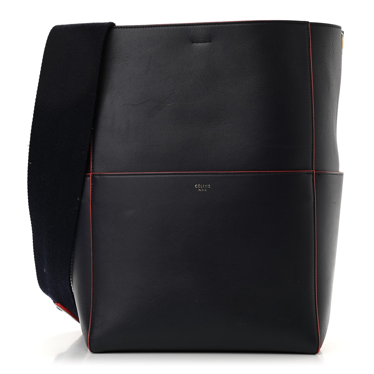 Supersoft Calfskin Sangle Bucket Bag Navy