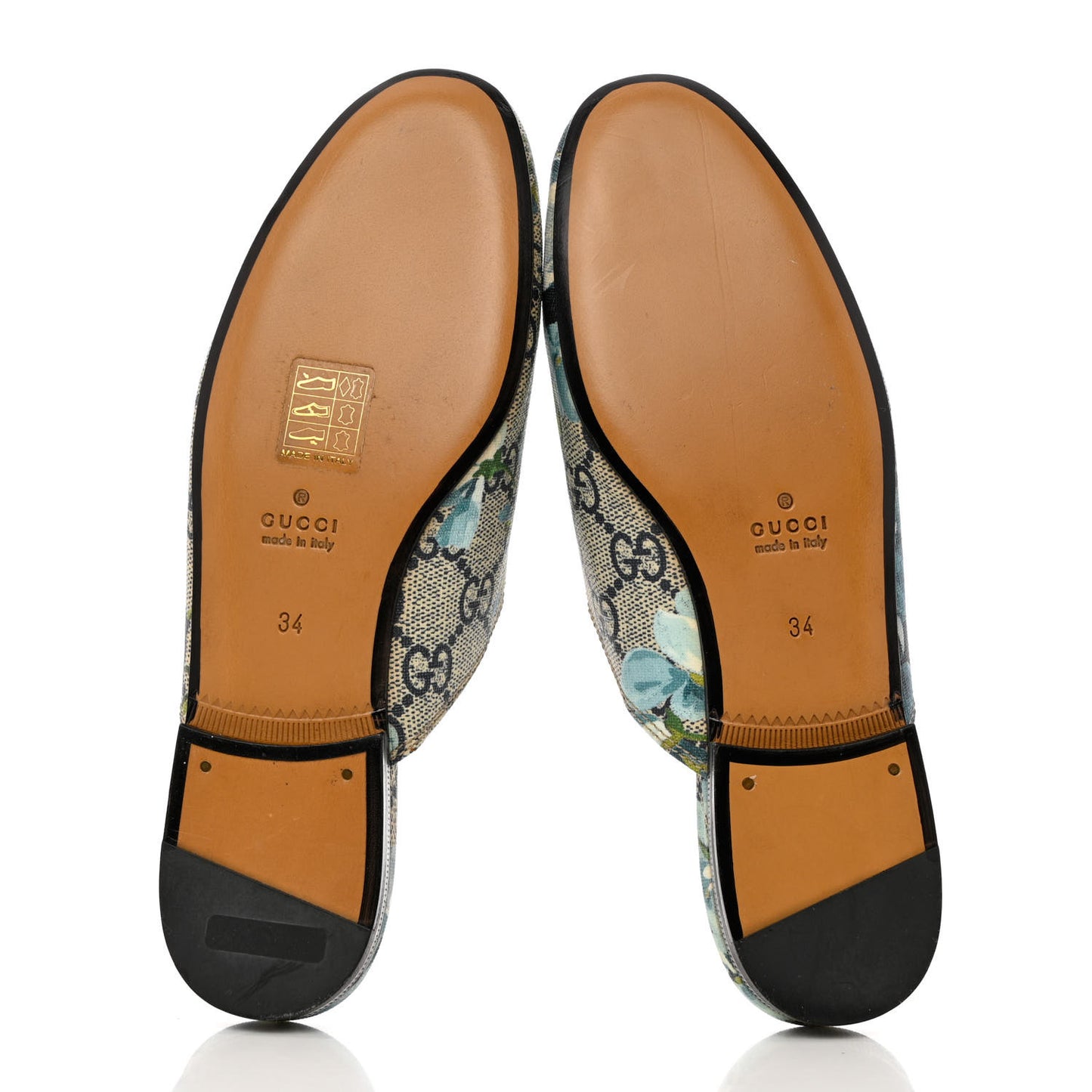 GG Supreme Monogram Blooms Womens Princetown Slippers 34 Beige Blue Navy Hibiscus Red