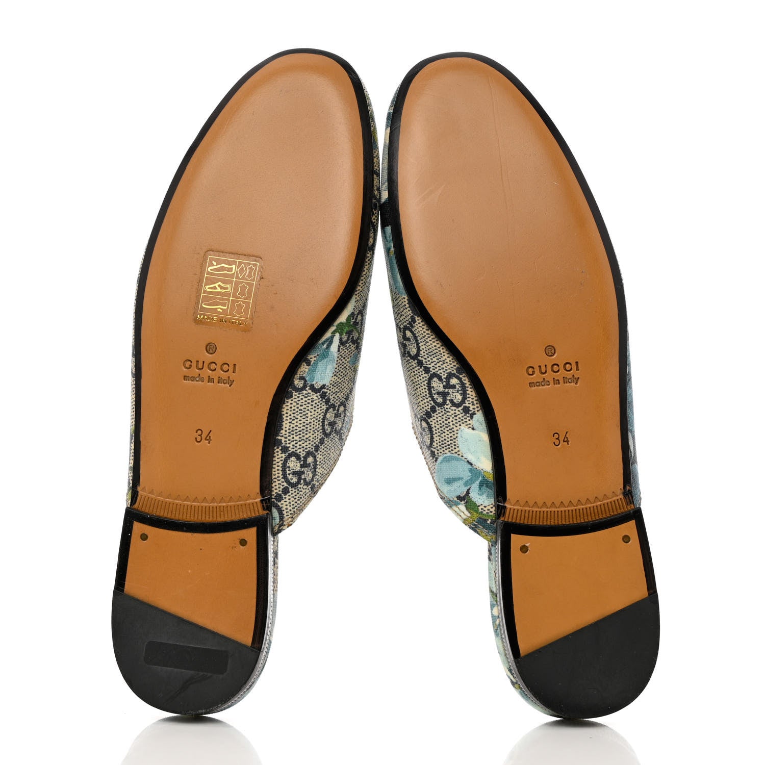 Gucci GG Supreme Monogram Blooms Womens Princetown Slippers 34 Beige Blue Navy Hibiscus Red 5 of 11