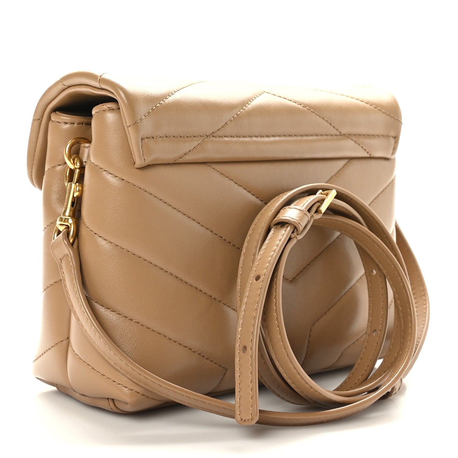 Saint Laurent Calfskin Y Quilted Monogram Toy Loulou Crossbody Bag Latte 2 of 8