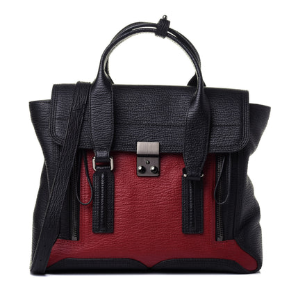 3.1 Phillip Lim Textured Calfskin Medium Pashli Satchel Crimson Black 1 of 4
