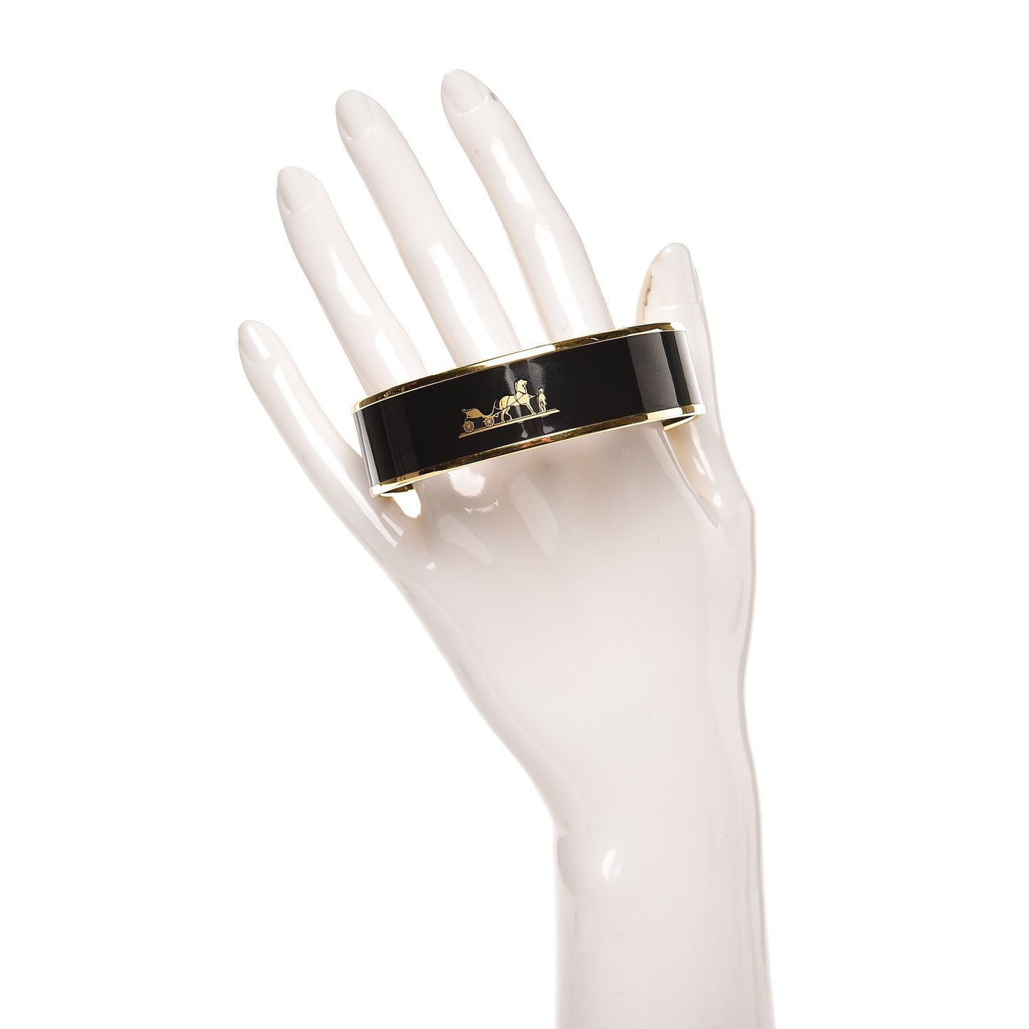 Enamel Printed Wide Caleche Bracelet 70 Black