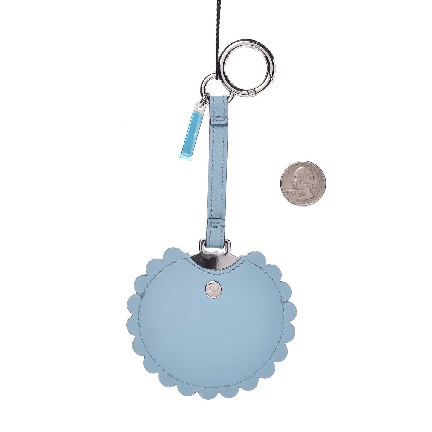 Calfskin Flowerland Mirror Key Chain Blue