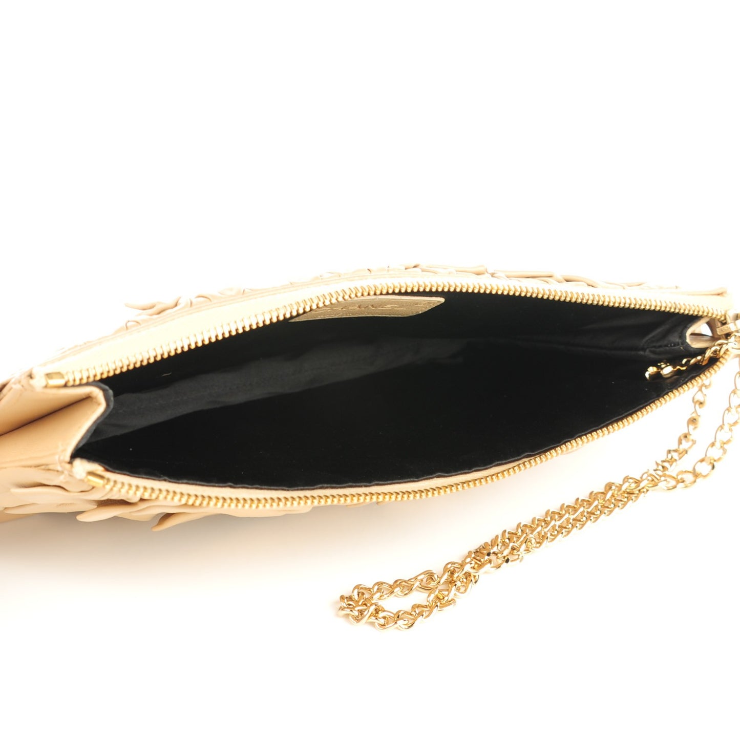 Lambskin Ruffle Evening Bag Beige Clair