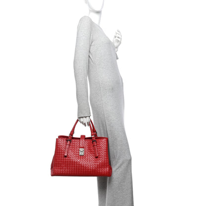 Bottega Veneta Light Calf Intrecciato Medium Roma Fraise 2 of 12