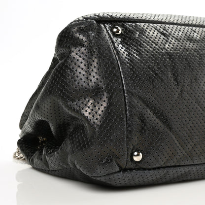 Chanel Metallic Calfskin Perforated Large Drill Accordion Flap Black 10 of 11
