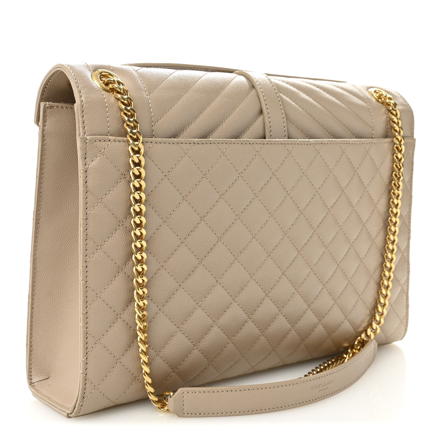 Grain De Poudre Mixed Matelasse Large Triquilt Monogram Satchel Dark Beige