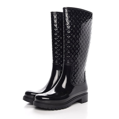 Louis Vuitton Rubber Embossed Monogram Splash Rain Boots 41 Black 3 of 10
