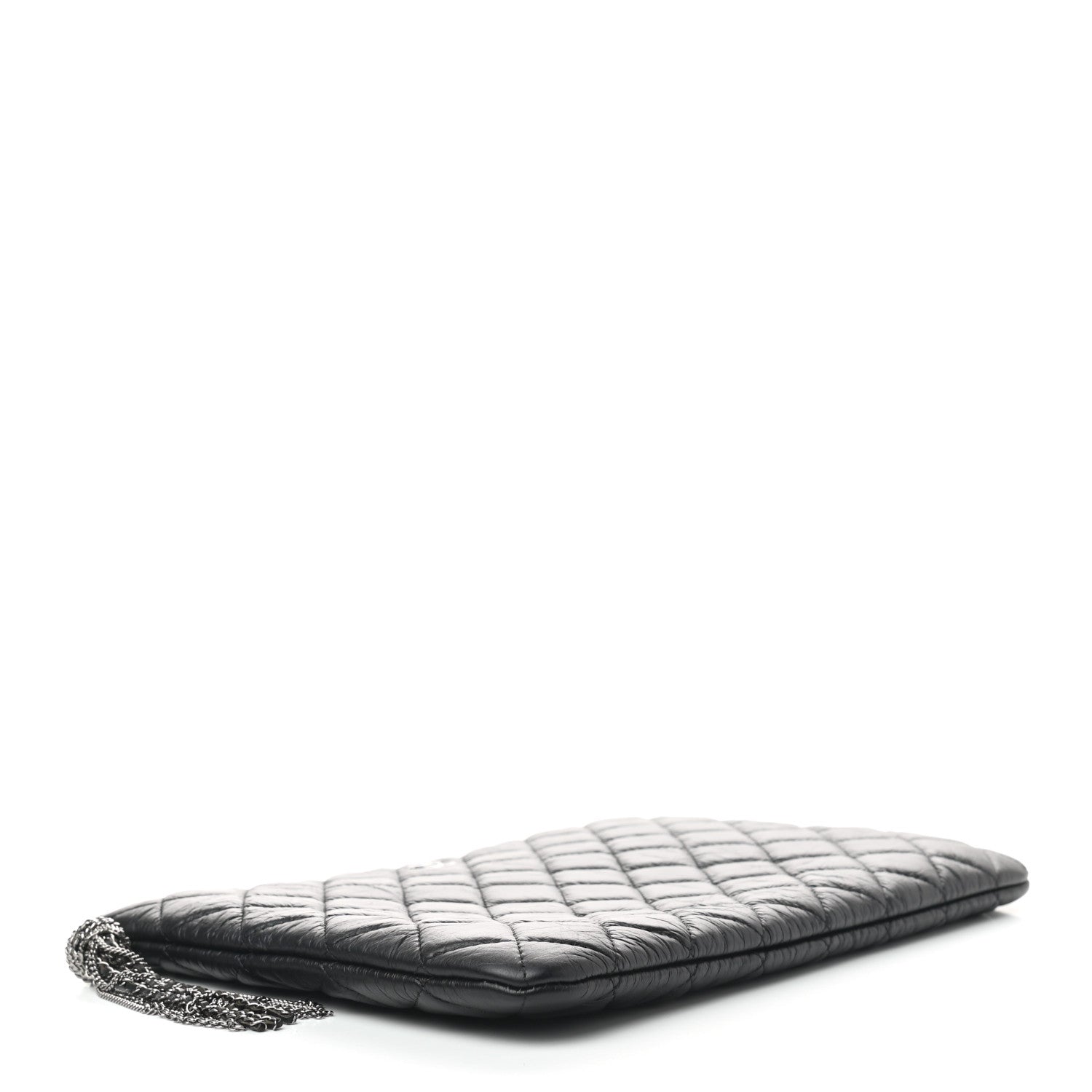 Chanel Aged Calfskin Quilted Medium Tassel Cosmetic Case Black 4 of 8