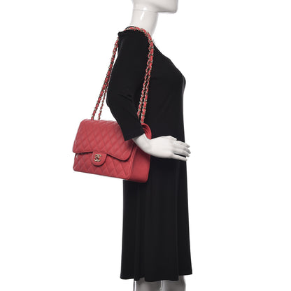 Chanel Caviar Quilted Jumbo Double Flap Dark Pink 2 of 12