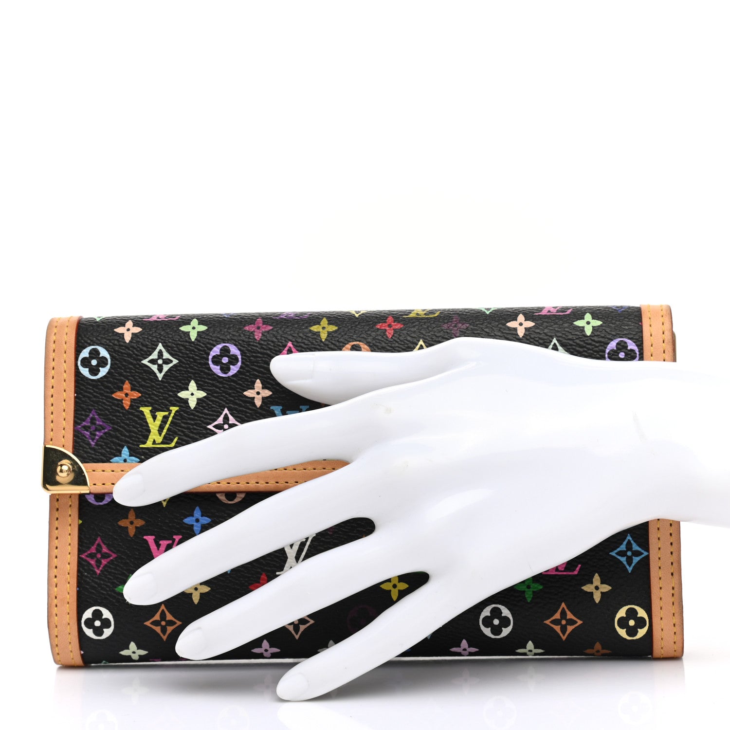 Louis Vuitton Monogram Multicolor Porte Tresor International Wallet Black 2 of 9