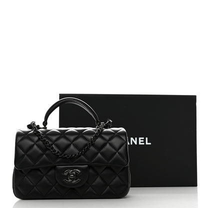 Chanel Lambskin Quilted Mini Top Handle Rectangular Flap So Black 11 of 11