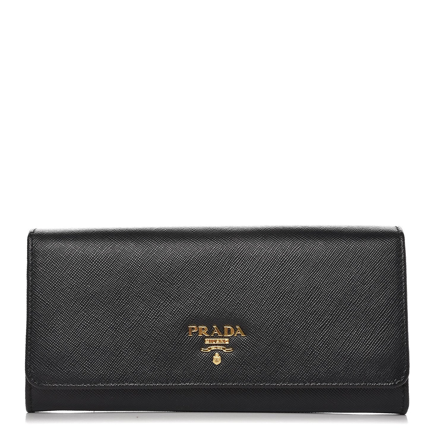 Saffiano Metal Continental Flap Wallet Nero Black