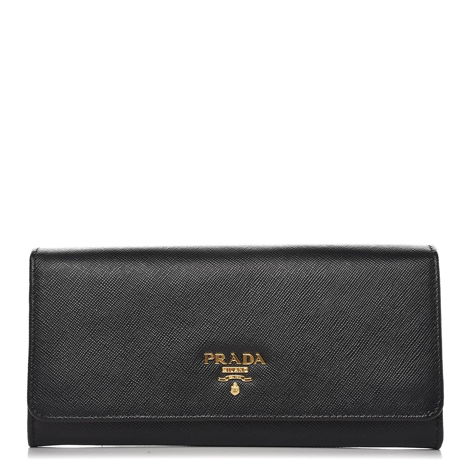 Prada Saffiano Metal Continental Flap Wallet Nero Black 1 of 8