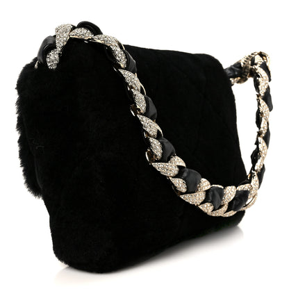 Chanel Shearling Lambskin Crystal Strass Flap Black 3 of 11