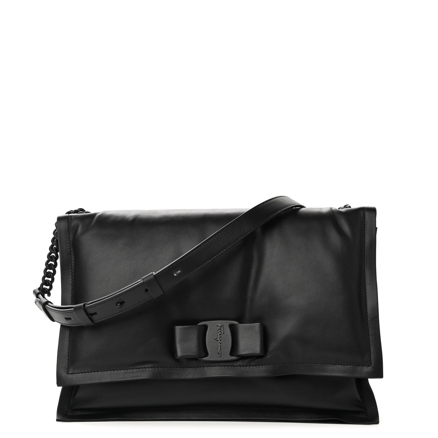 Calfskin Small Viva Bow Shoulder Bag Black