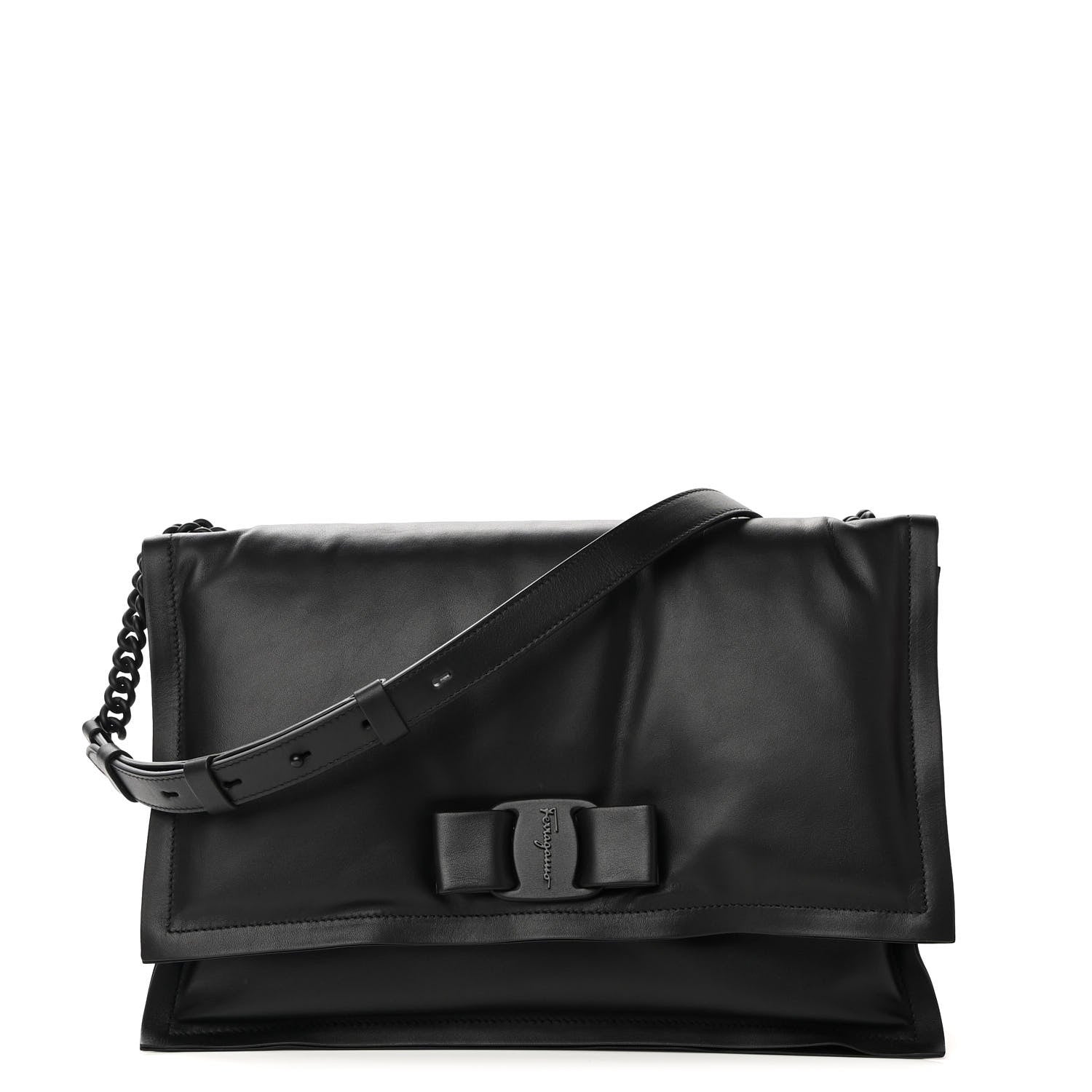 Salvatore Ferragamo Calfskin Small Viva Bow Shoulder Bag Black 1 of 11