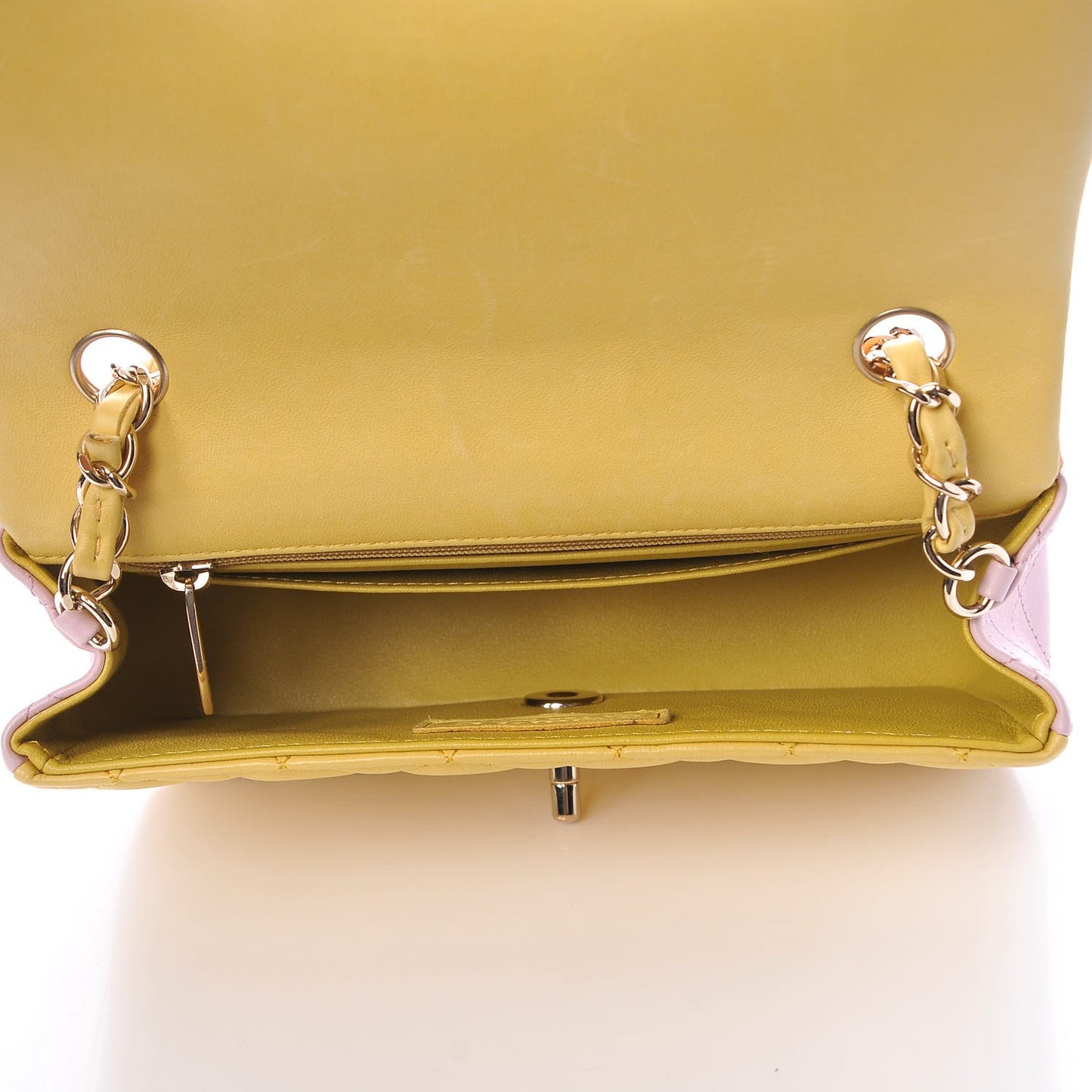 Lambskin Quilted Tri-Color Mini Rectangular Flap Orange Yellow Pink