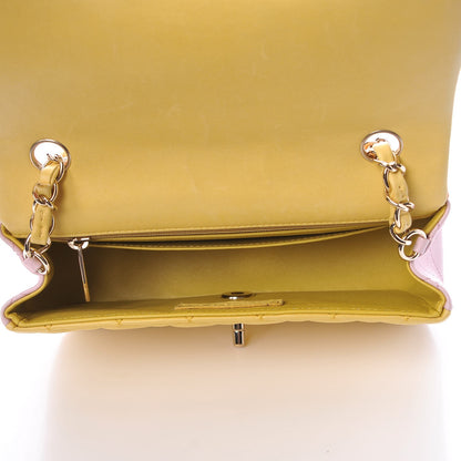 Chanel Lambskin Quilted Tri-Color Mini Rectangular Flap Orange Yellow Pink 5 of 10