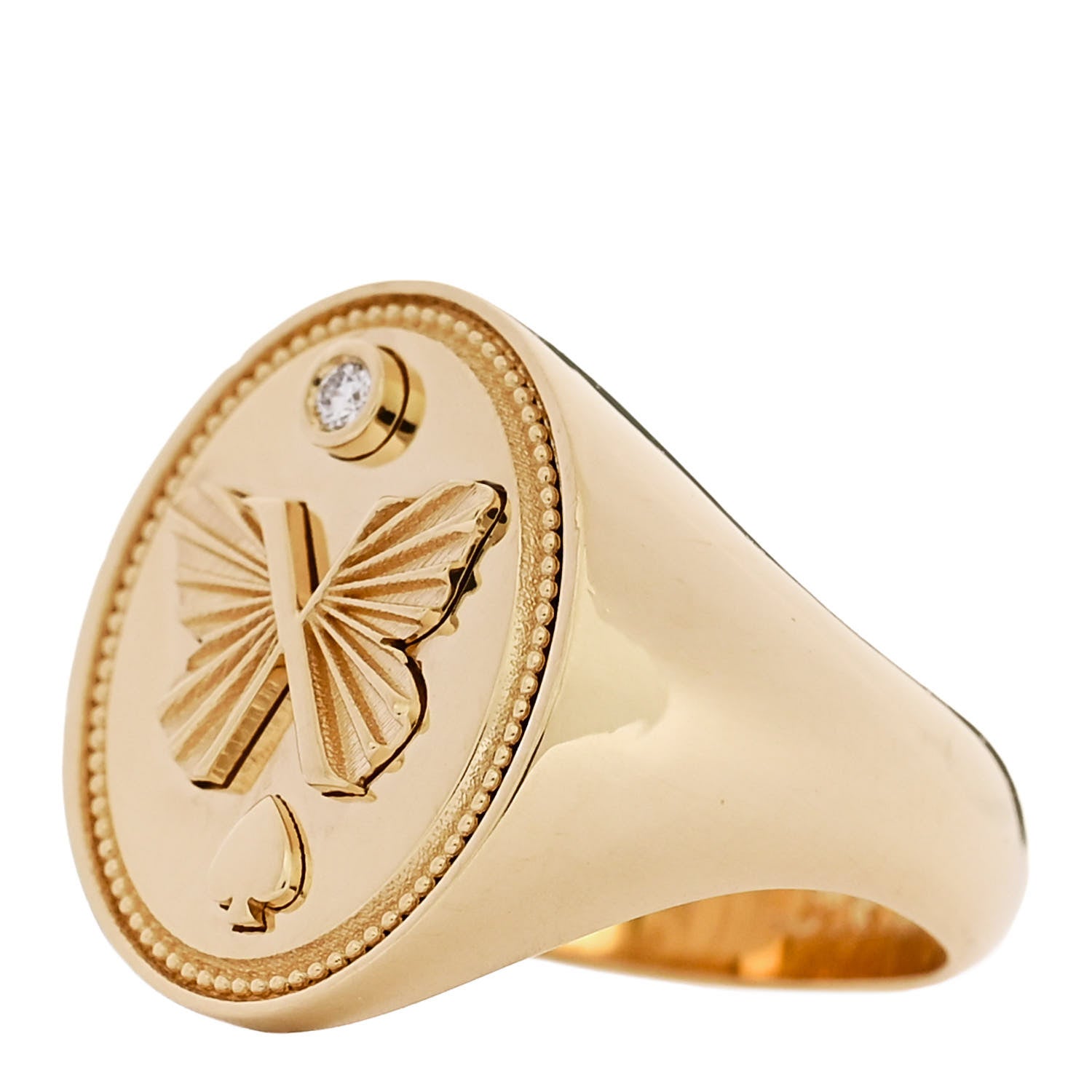 Foundrae 18K Yellow Gold Diamond Reverie Signet Ring 46 3.75 3 of 7