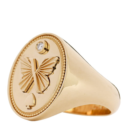 Foundrae 18K Yellow Gold Diamond Reverie Signet Ring 46 3.75 3 of 7