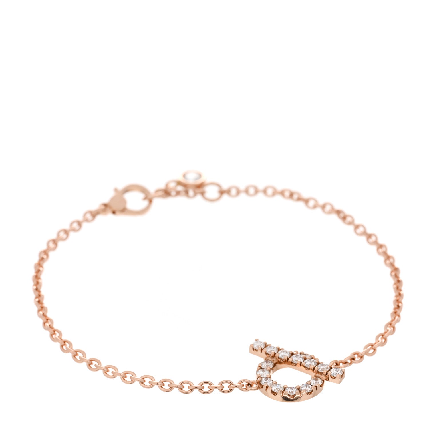 Hermes 18K Rose Gold Diamond Finesse Bracelet SH 1 of 3
