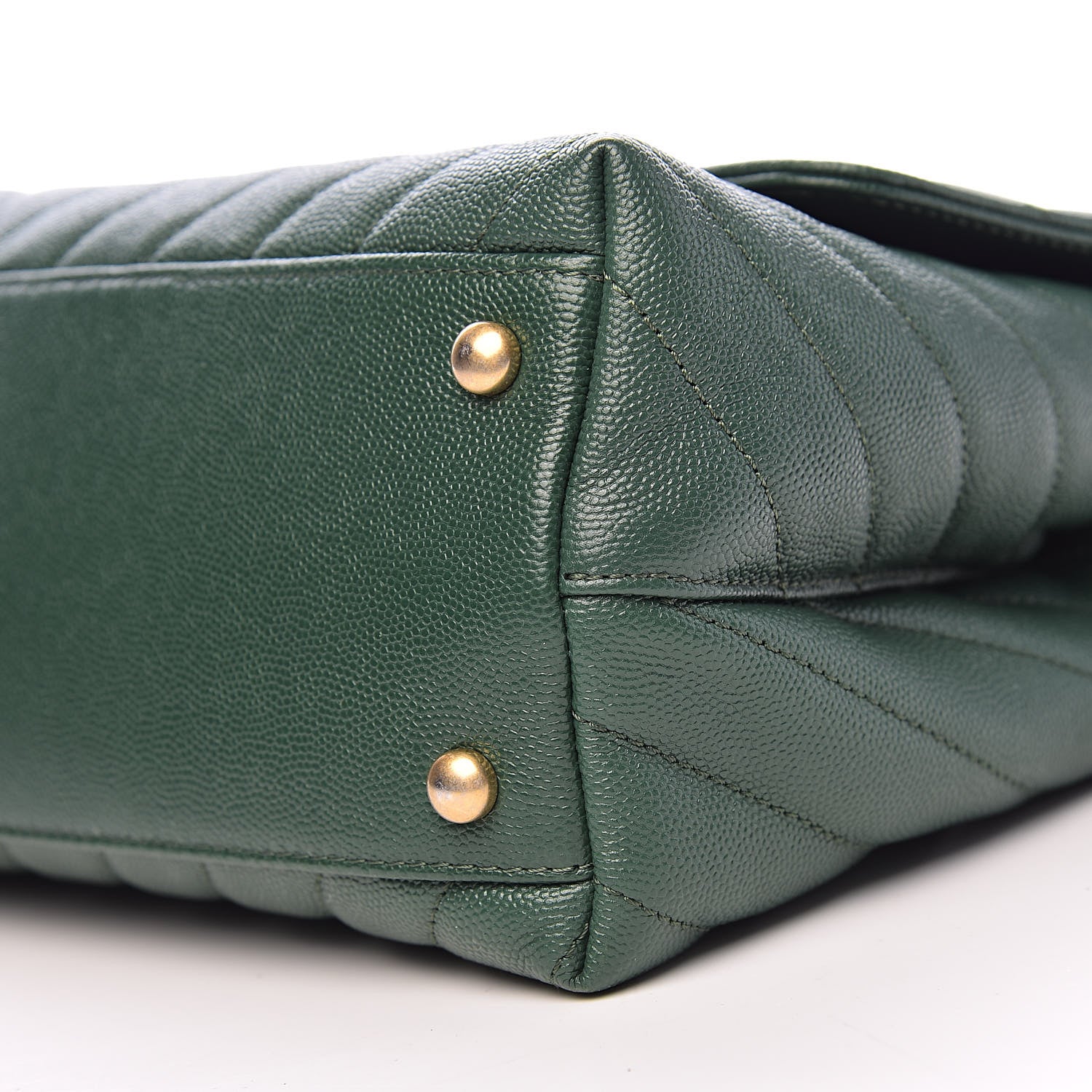 Chanel Caviar Lizard Chevron Quilted Small Coco Handle Flap Green 11 of 12