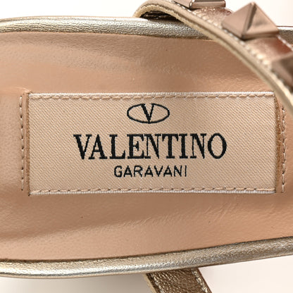 Valentino Garavani Metallic Calfskin Rockstud 60mm Caged Slide Sandals 37 Skin 6 of 12