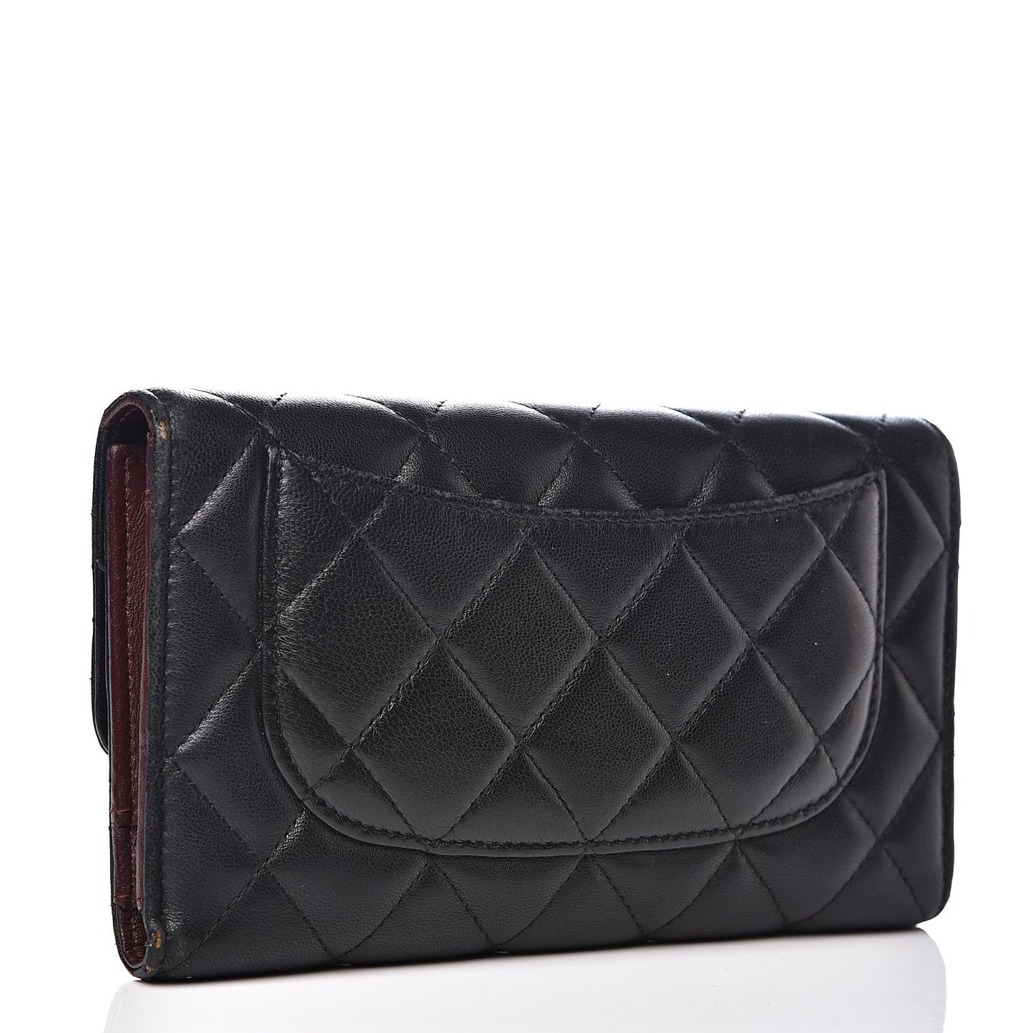 Lambskin Quilted Large Flap Wallet Black