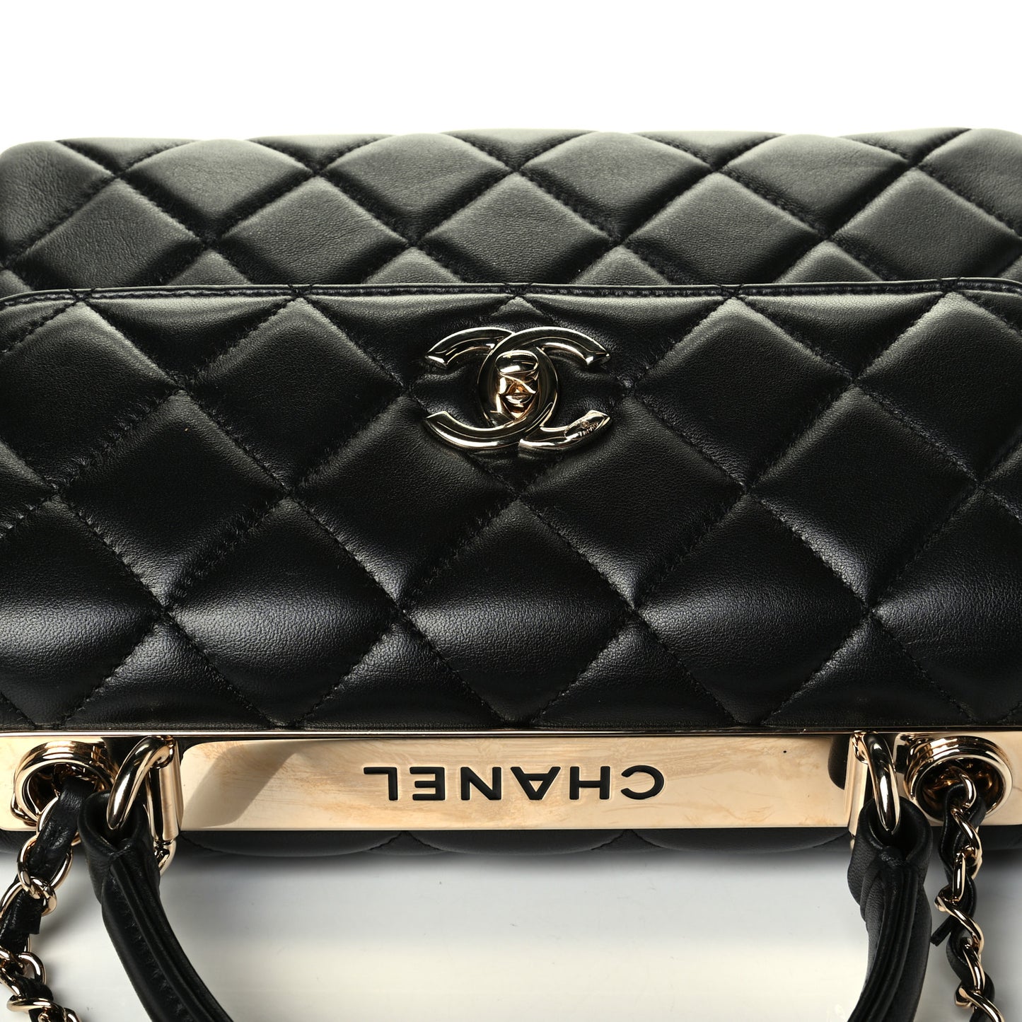 Lambskin Quilted Small Trendy CC Dual Handle Flap Bag Black