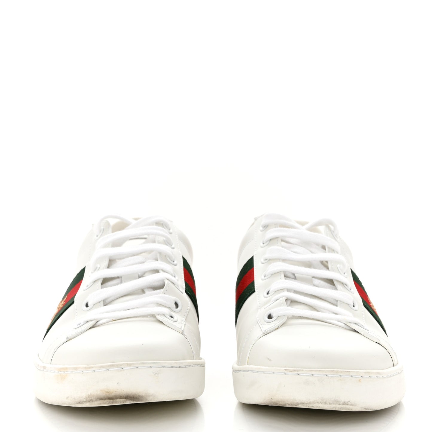 Calfskin Ayers Bee Embroidered Womens Ace Sneakers 39.5 White Green