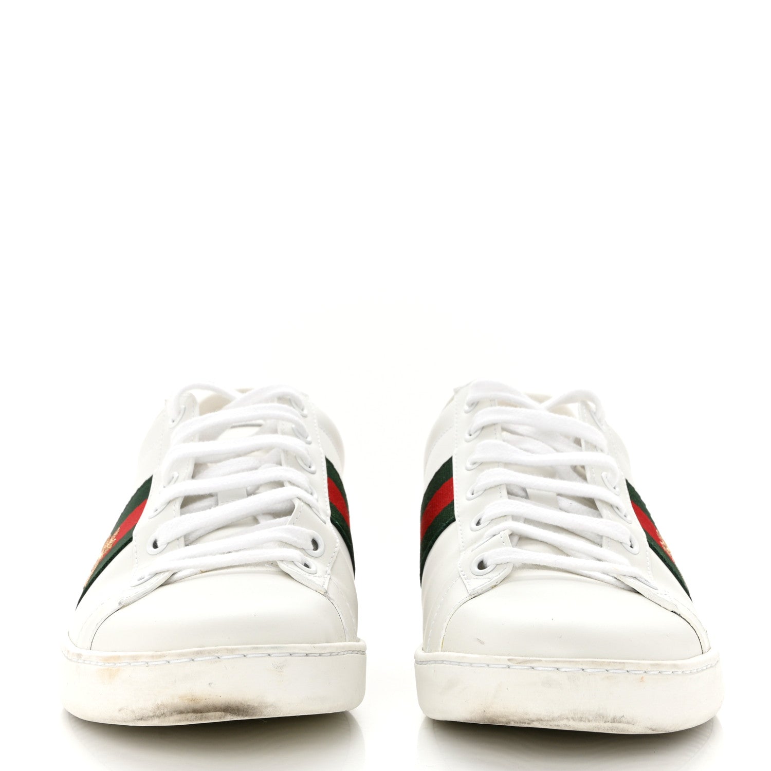 Gucci Calfskin Ayers Bee Embroidered Womens Ace Sneakers 39.5 White Green 2 of 9