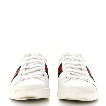 Gucci Calfskin Ayers Bee Embroidered Womens Ace Sneakers 39.5 White Green 2 of 9