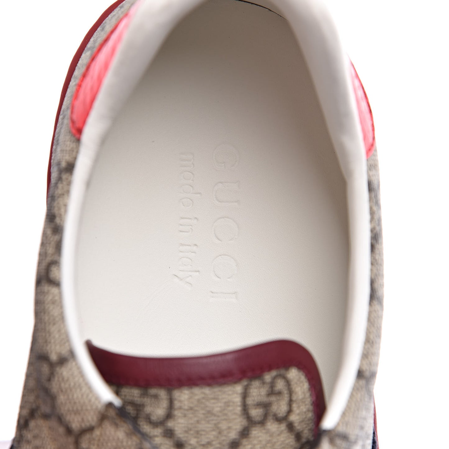 GG Supreme Monogram Mens New Ace Low-Top Sneaker 7 Beige Red