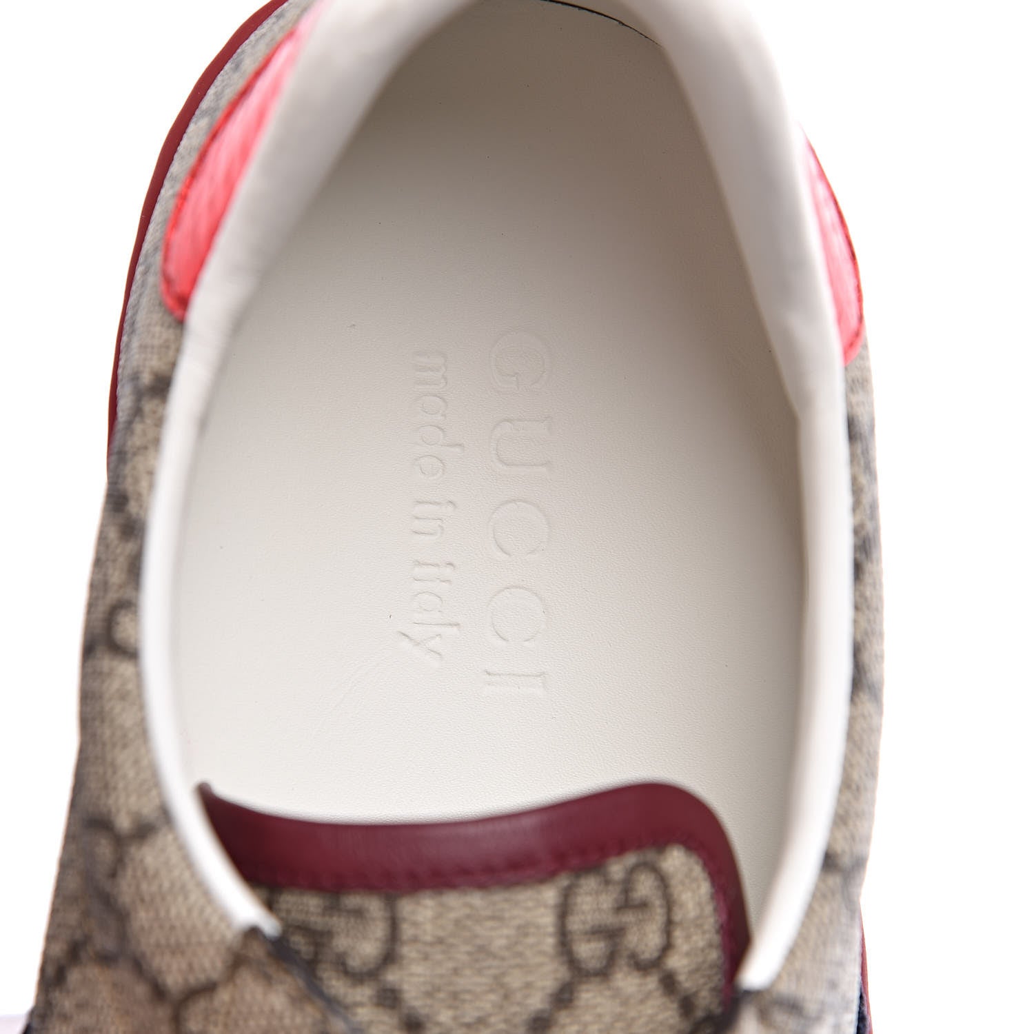 Gucci GG Supreme Monogram Mens New Ace Low-Top Sneaker 7 Beige Red 8 of 10