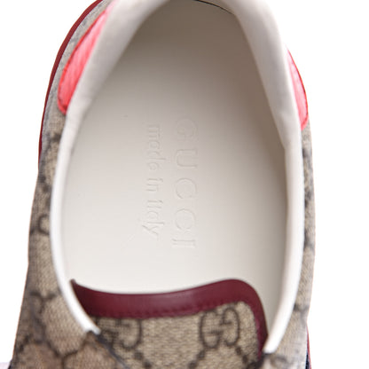 Gucci GG Supreme Monogram Mens New Ace Low-Top Sneaker 7 Beige Red 8 of 10