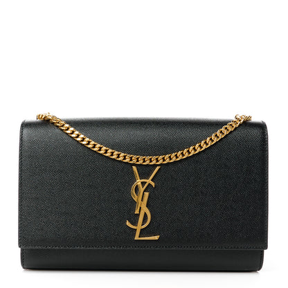 Saint Laurent Grain De Poudre Medium Classic Monogram Kate Satchel Black 1 of 11