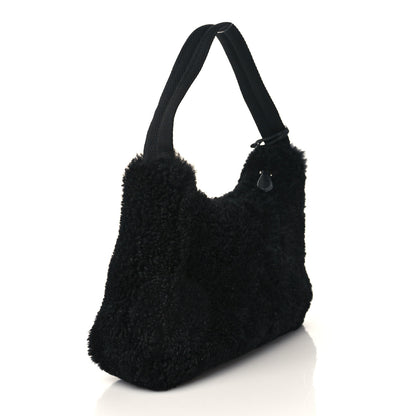 Prada Shearling Mini Re-Edition 2000 Bag Black 3 of 6