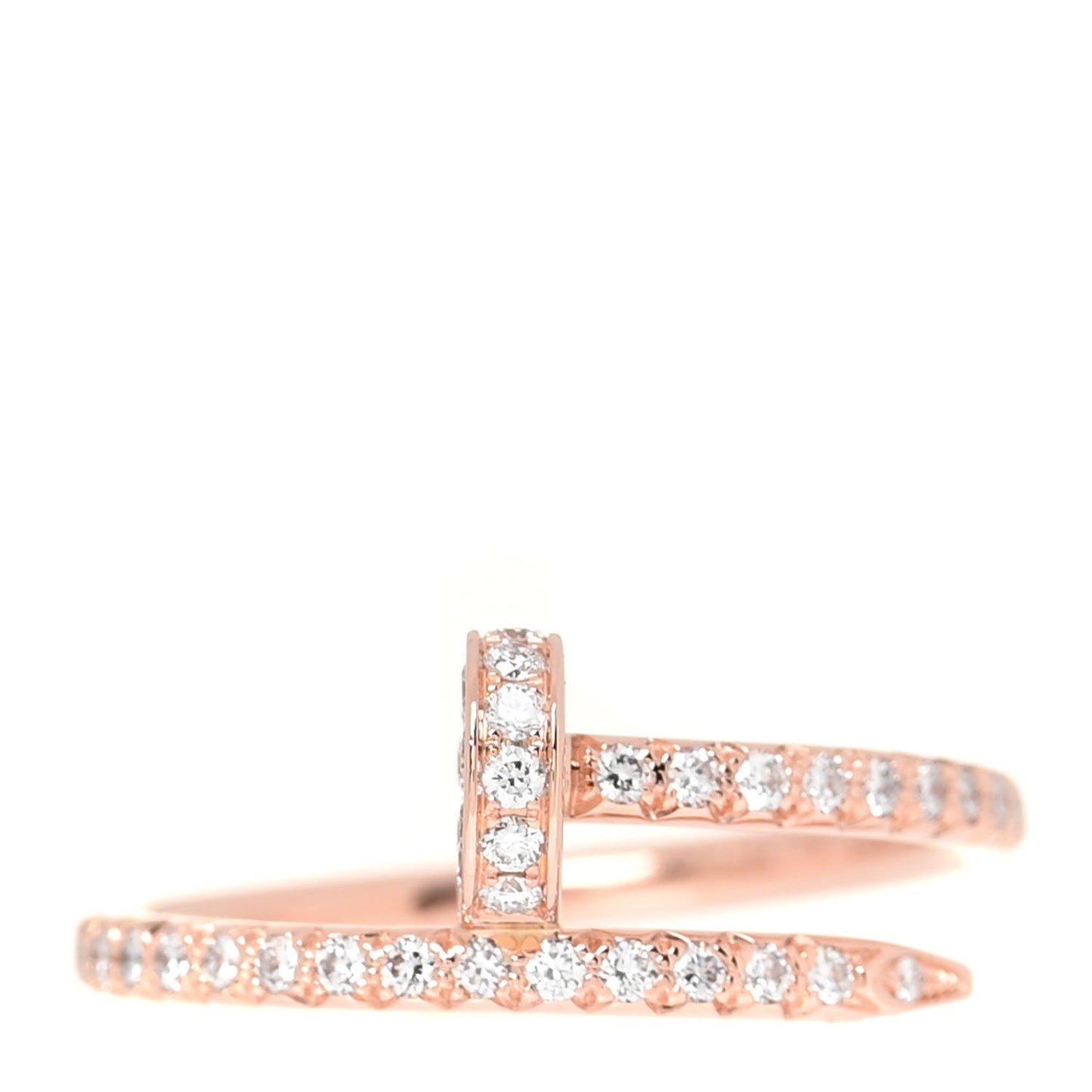 18K Pink Gold Diamond Juste Un Clou Paved Ring 48 4.5
