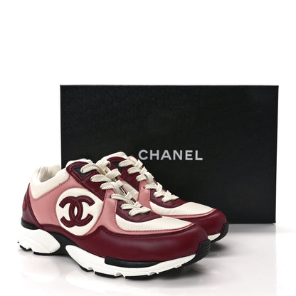 Chanel Calfskin CC Sneakers 36.5 Light Burgundy White Pink 9 of 9