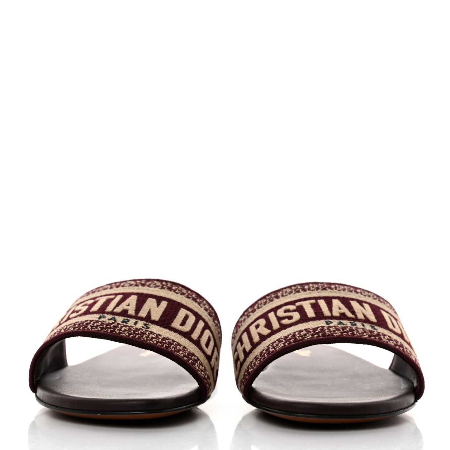 Canvas Embroidered Dway Mules Slide Sandals 36.5 Burgundy
