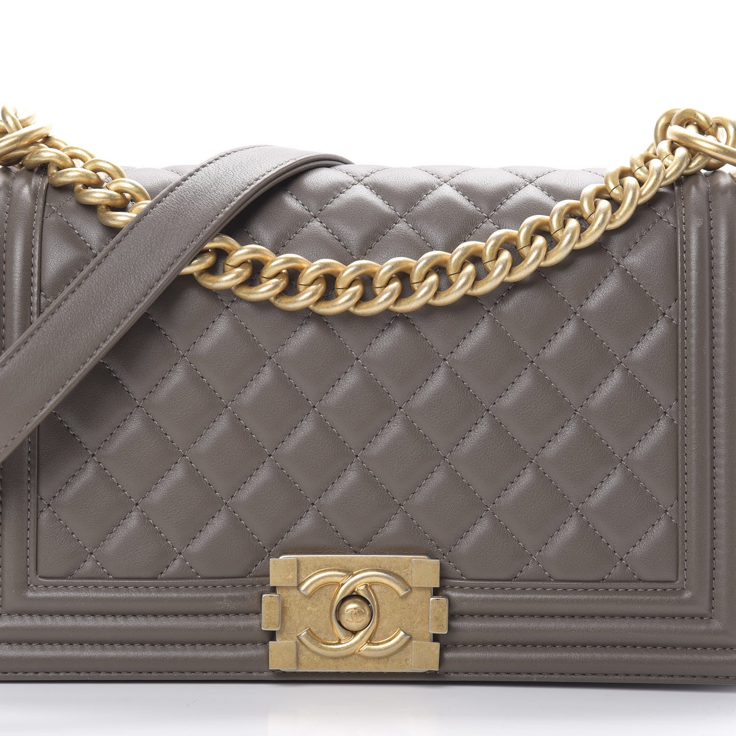 Chanel Lambskin Quilted Medium Boy Flap Khaki 8 of 13