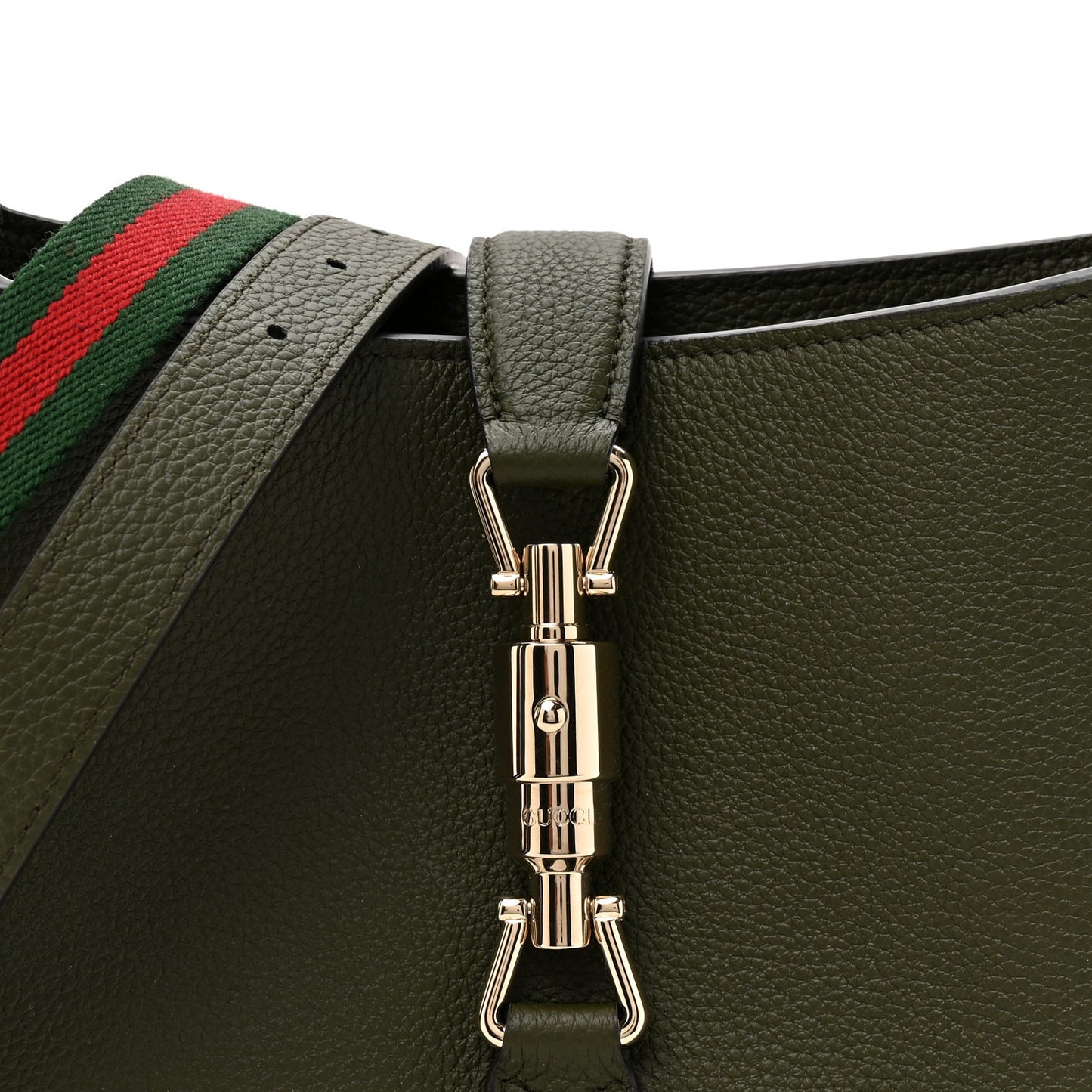 Grand Prix Calfskin Web Medium Jackie 1961 Hobo Dark Green