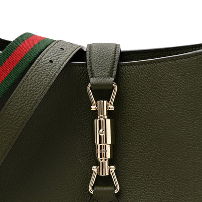 Gucci Grand Prix Calfskin Web Medium Jackie 1961 Hobo Dark Green 8 of 10