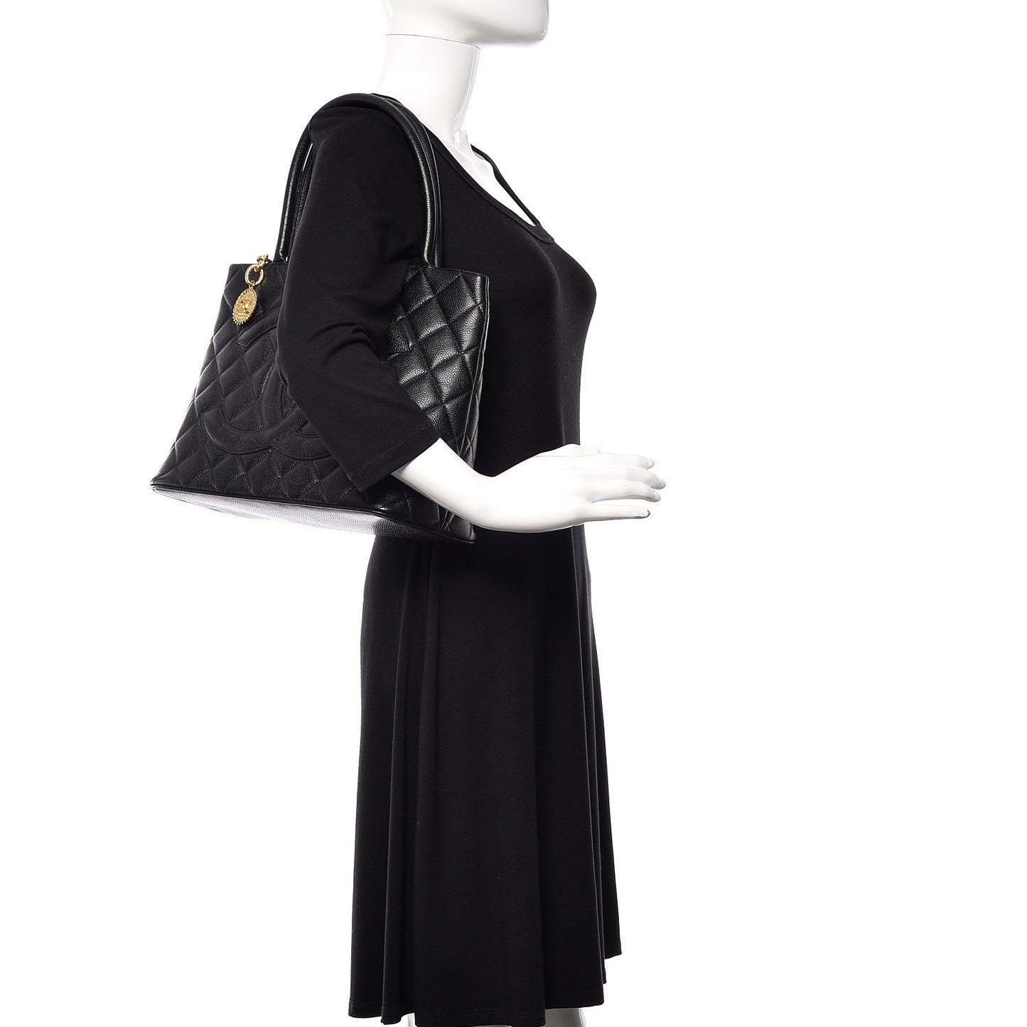 Caviar Quilted Medallion Tote Black