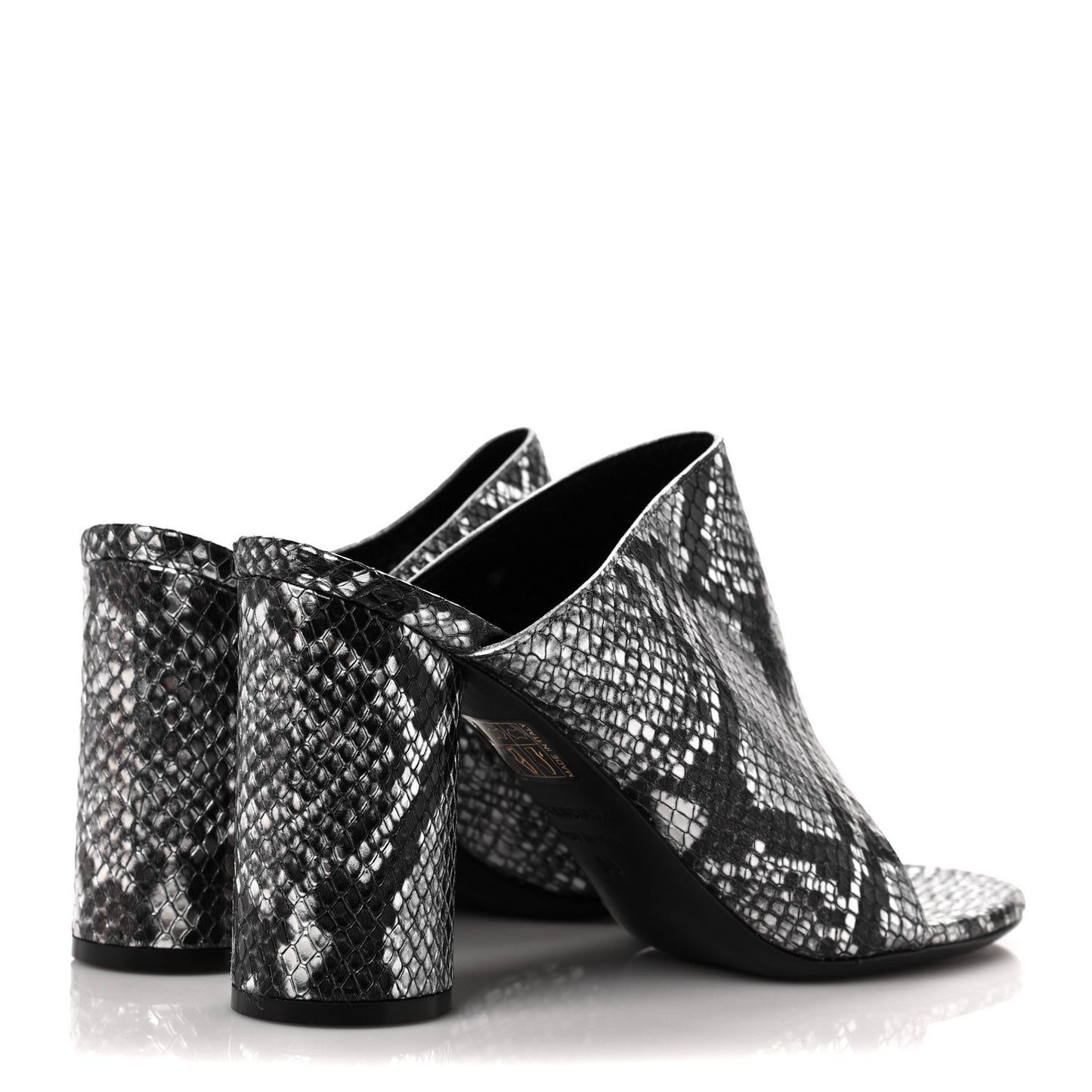Kidskin Snake Effect Oval 90mm Mule Pump 36 Silver