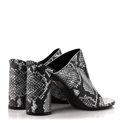 Balenciaga Kidskin Snake Effect Oval 90mm Mule Pump 36 Silver 4 of 8