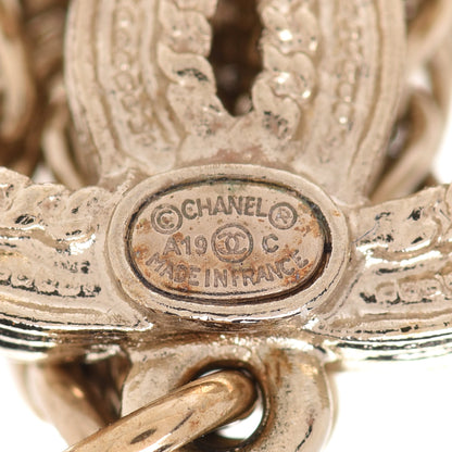 Chanel Glass Pearl CC Long Drop Earrings Gold 4 of 5