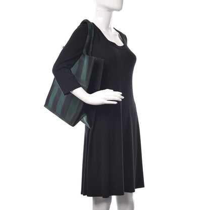 Christian Dior Canvas Embroidered Checkered Book Tote Black Green 2 of 11